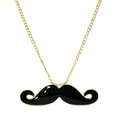 Colar Mustache Preto Dourado